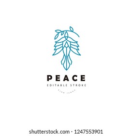 Vector icon and logo peace and charity. Editable outline stroke size. Line flat contour, thin and linear design. Simple icons. Concept illustration. Sign, symbol, element.