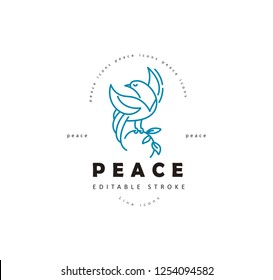 Vector icon and logo peace and charity. Editable outline stroke size. Line flat contour, thin and linear design. Simple icons. Concept illustration. Sign, symbol, element.