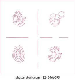 Vector icon and logo for pegnancy and gynecology. Editable outline stroke size. Line flat contour, thin and linear design for adoption and babysitter. Simple icons. Concept illustration. Sign, symbol