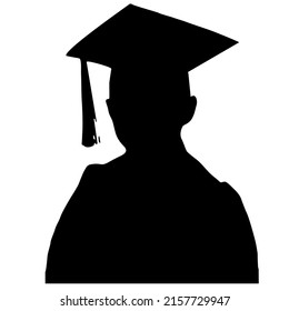 vector, icon, and logo of a person wearing a graduation cap on a white background.