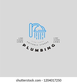 Vector icon and logo of plumbing. Editable outline stroke size