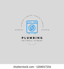 Vector icon and logo of plumbing. Editable outline stroke size