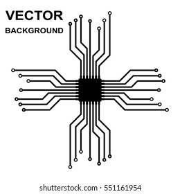 Vector icon with logo printed circuit board. Flat design style.