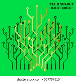 Vector icon with logo printed circuit board. Flat design style.