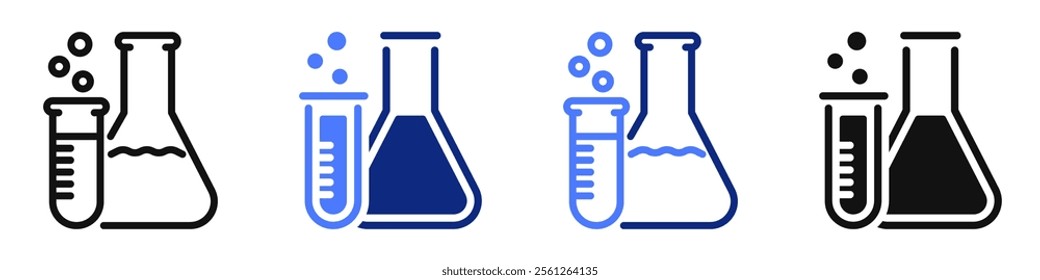 Vector icon or logo related to chemistry lab flask, science experiments, education and medicine. Symbol for website or app ui, logo design, illustration