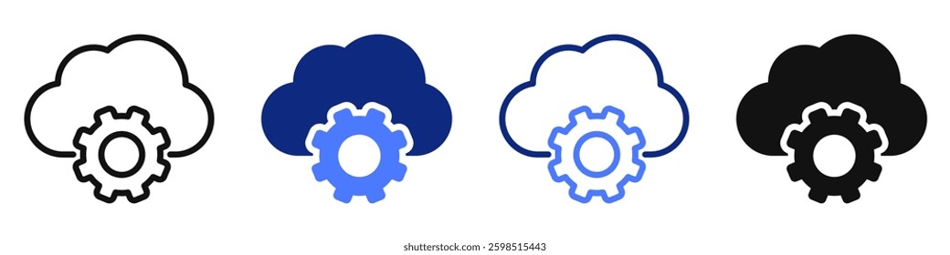 Vector icon or logo related to cloud computing technology, ai, machine learning and big data. Symbol for website or app ui, logo design, illustration