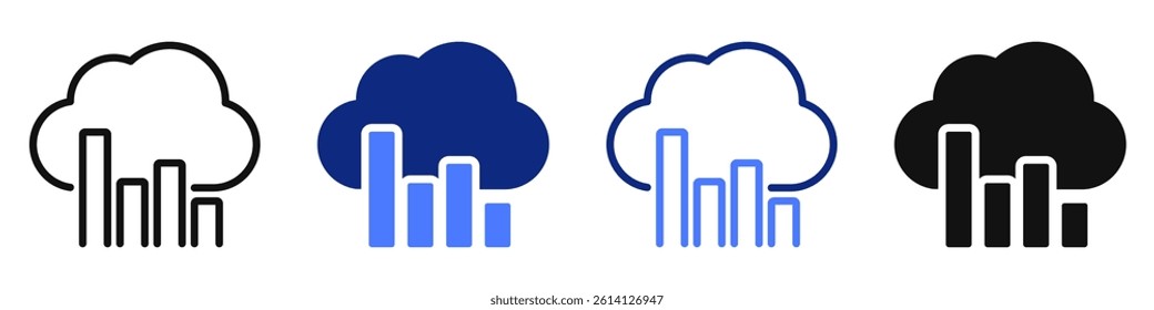 Vector icon or logo related to cloud computing technology, AI, machine learning and big data. Symbol for website or app UI, logo design, illustration