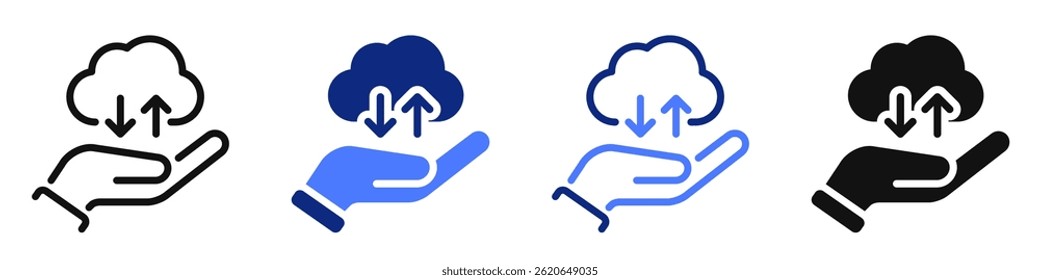 Icono de Vector o logotipo relacionado con la tecnología de computación en la nube, IA, aprendizaje automático y big data. Símbolo para Sitio web o App UI, diseño de logotipo, ilustración