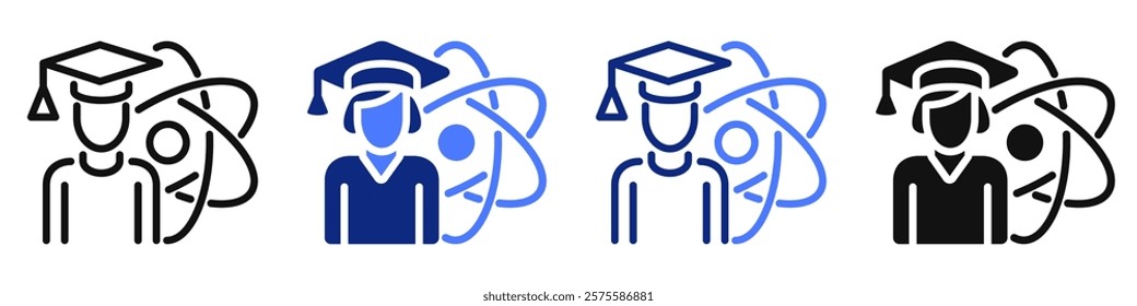 Vector icon or logo related to graduation ceremony, school and university students education, science. Symbol for website or app ui, logo design, illustration