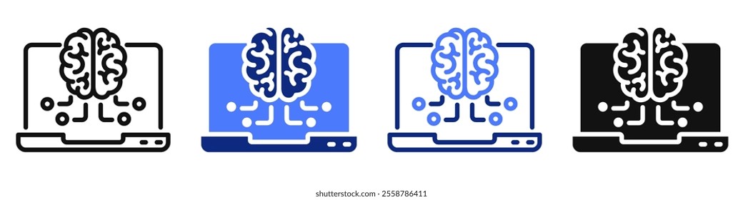 Vector icon or logo related to machine learning, artificial intelligence, data science. Symbol for website or app ui, logo design, illustration