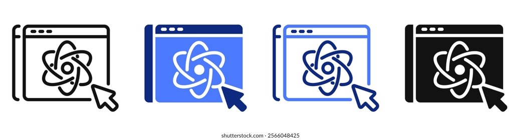 Vector icon or logo related to online science education, e-learning, webinar. Symbol for website or app ui, logo design, illustration