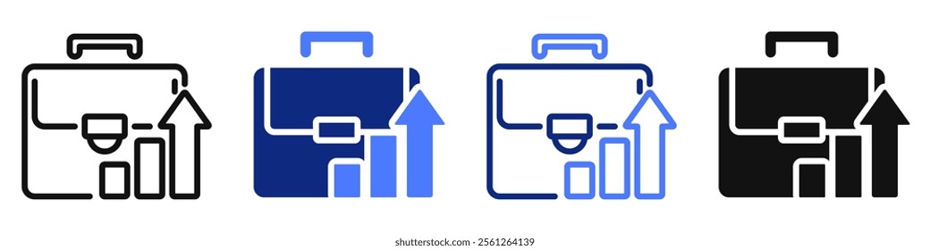 Vector icon or logo related to portfolio bag or briefcase, business success, finance growth. Symbol for website or app ui, logo design, illustration