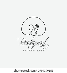 Vector Icon and Logo for Restaurants. Line art Logo Icon for Restaurants.