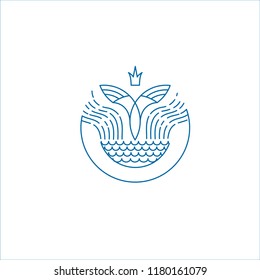Vector icon and logo for sea or fish, asian food and seafood