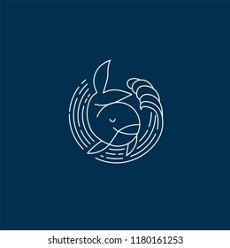 Vector icon and logo for sea or fish, asian food and seafood