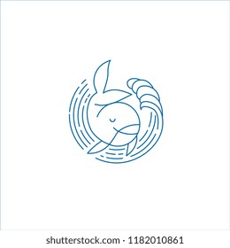 Vector icon and logo for sea or fish, asian food and seafood