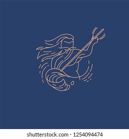 Vector icon and logo for sea or fish, asian food and seafood. Editable outline stroke size. Line flat contour, thin and linear design. Simple icons. Concept illustration. Sign, symbol, element.