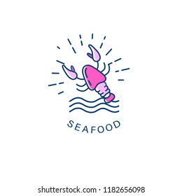 Vector icon and logo for seafood restaurant or cafe