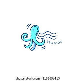 Vector icon and logo for seafood restaurant or cafe