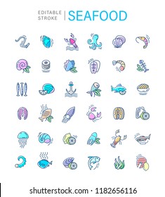 Vector icon and logo for seafood restaurant or cafe