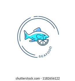 Vector icon and logo for seafood restaurant or cafe