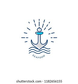 Vector icon and logo for seafood restaurant or cafe