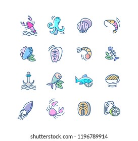 Vector icon and logo for seafood restaurant or cafe