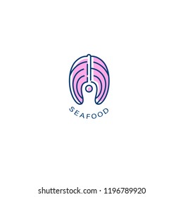 Vector icon and logo for seafood restaurant or cafe
