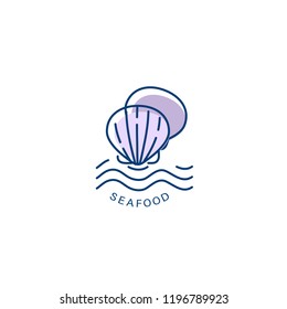 Vector icon and logo for seafood restaurant or cafe