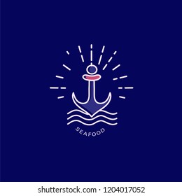 Vector icon and logo for seafood restaurant or cafe