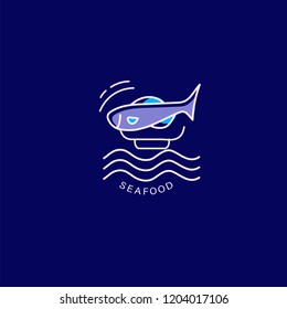 Vector icon and logo for seafood restaurant or cafe