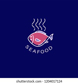 Vector icon and logo for seafood restaurant or cafe