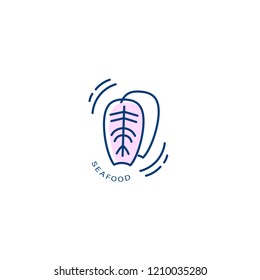 Vector icon and logo for seafood restaurant or cafe