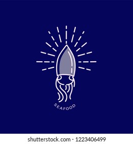 Vector icon and logo for seafood restaurant or cafe. Editable outline stroke size. Line flat contour, thin and linear design. Simple icons. Concept illustration. Sign, symbol, element.