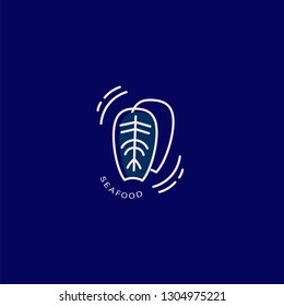 Vector icon and logo for seafood restaurant or cafe. Editable outline stroke size. Line flat contour, thin and linear design. Simple icons. Concept illustration. Sign, symbol, element.