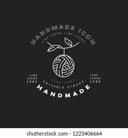 Vector icon and logo sewing and handmade. Editable outline stroke size. Line flat contour, thin and linear design. Simple icons. Concept illustration. Sign, symbol, element.