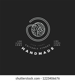 Vector icon and logo sewing and handmade. Editable outline stroke size. Line flat contour, thin and linear design. Simple icons. Concept illustration. Sign, symbol, element.