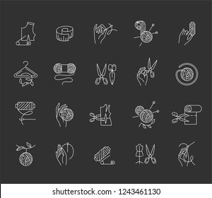 Vector icon and logo sewing and handmade. Editable outline stroke size. Line flat contour, thin and linear design. Simple icons. Concept illustration. Sign, symbol, element.
