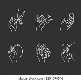 Vector icon and logo sewing and handmade. Editable outline stroke size. Line flat contour, thin and linear design. Simple icons. Concept illustration. Sign, symbol, element.