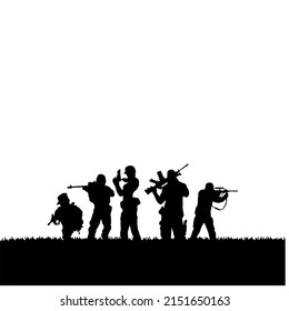 Vector, icon, and logo silhouette of army on a white background.