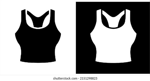 Vector, icon, and logo silhouette of tanktop on a white background.