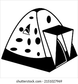 Vector, icon, and logo silhouette of a tent on a white background.