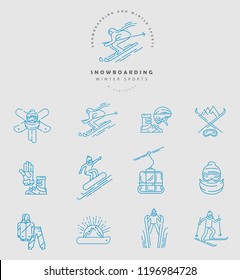 Vector icon and logo for snowboarding and skiing or other winter sports