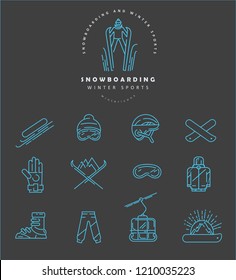 Vector icon and logo for snowboarding and skiing or other winter sports