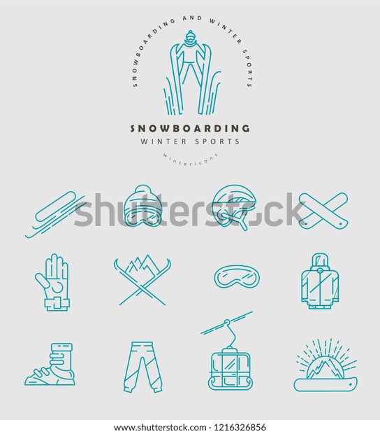 Vector icon and logo for snowboarding and skiing\
or other winter sports