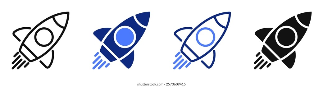 Vector icon or logo of space rocket related to science exploration or business startup. Symbol for website or app ui, logo design, illustration