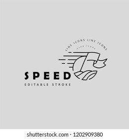 Vector icon and logo for speed motion. Editable outline stroke size