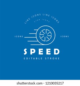 Vector icon and logo for speed motion. Editable outline stroke size