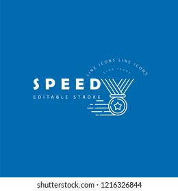 Vector icon and logo for speed motion. Editable outline stroke size