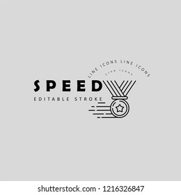 Vector icon and logo for speed motion. Editable outline stroke size